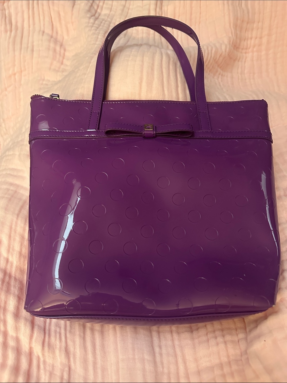 kate spade Purple Patent Tote with Bow Detail Like New